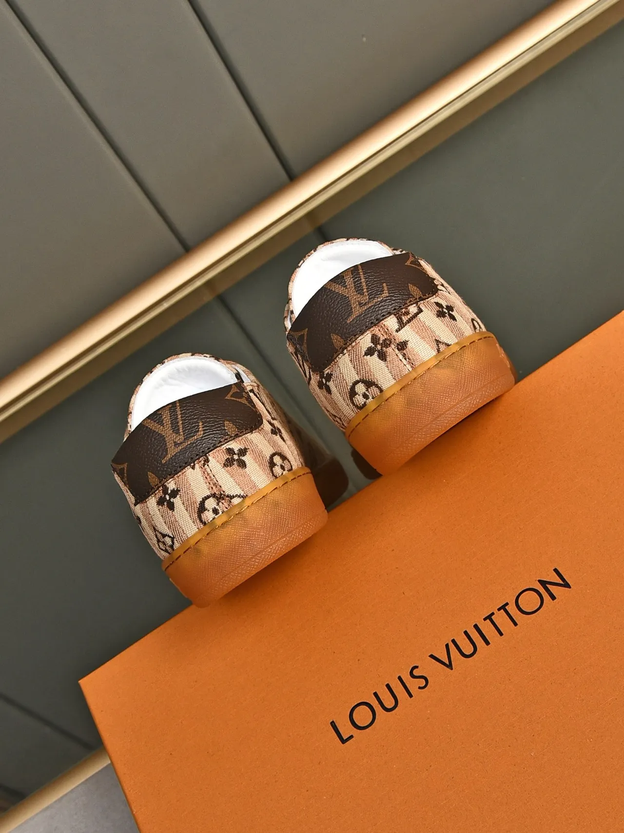 Louis Vuitton Beige Brown Quilted Monogram Canvas Gum Rubber Sole Lifestyle Sneakers