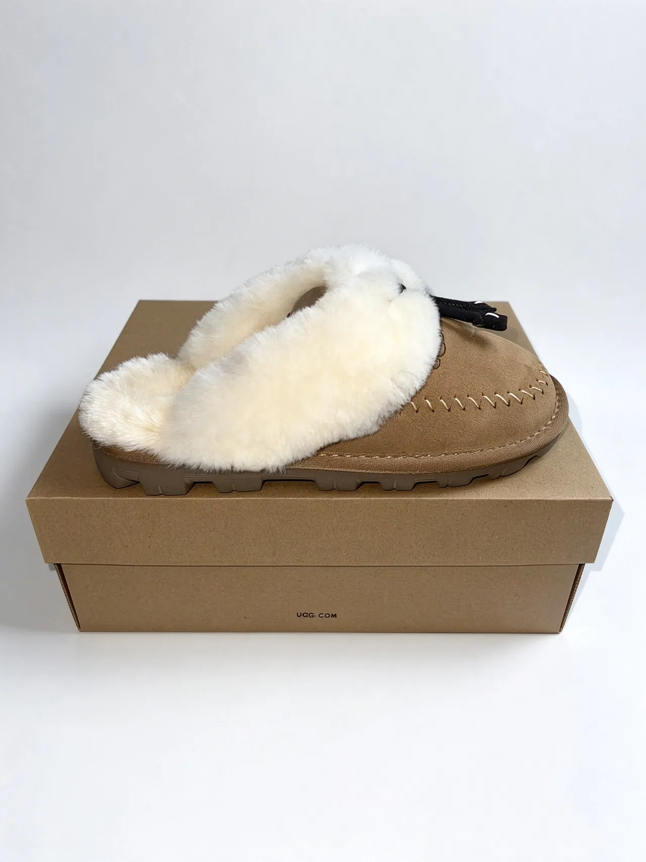 UGG Tasman Tan Suede Shearling-Lined Slippers