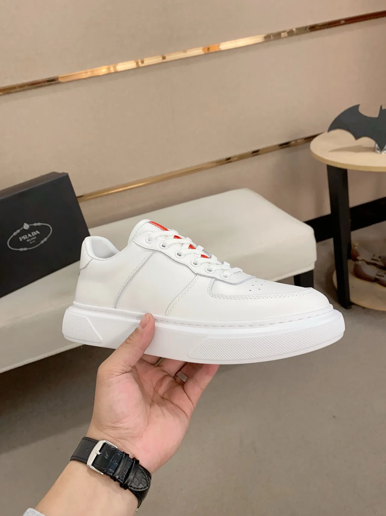 White Leather Low-Top Lifestyle Sneaker
