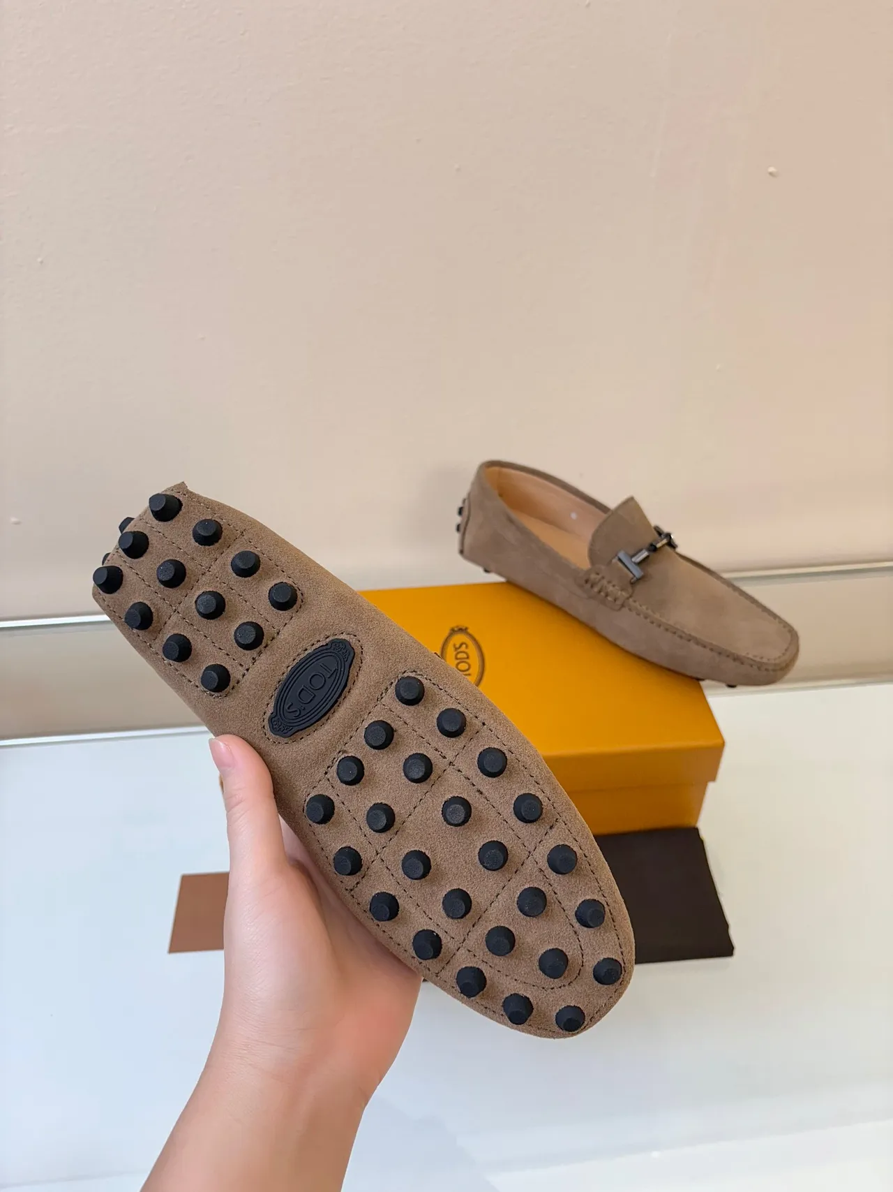 Tod's Gommino Loafer Tan Suede Horsebit Stud Sole Loafers