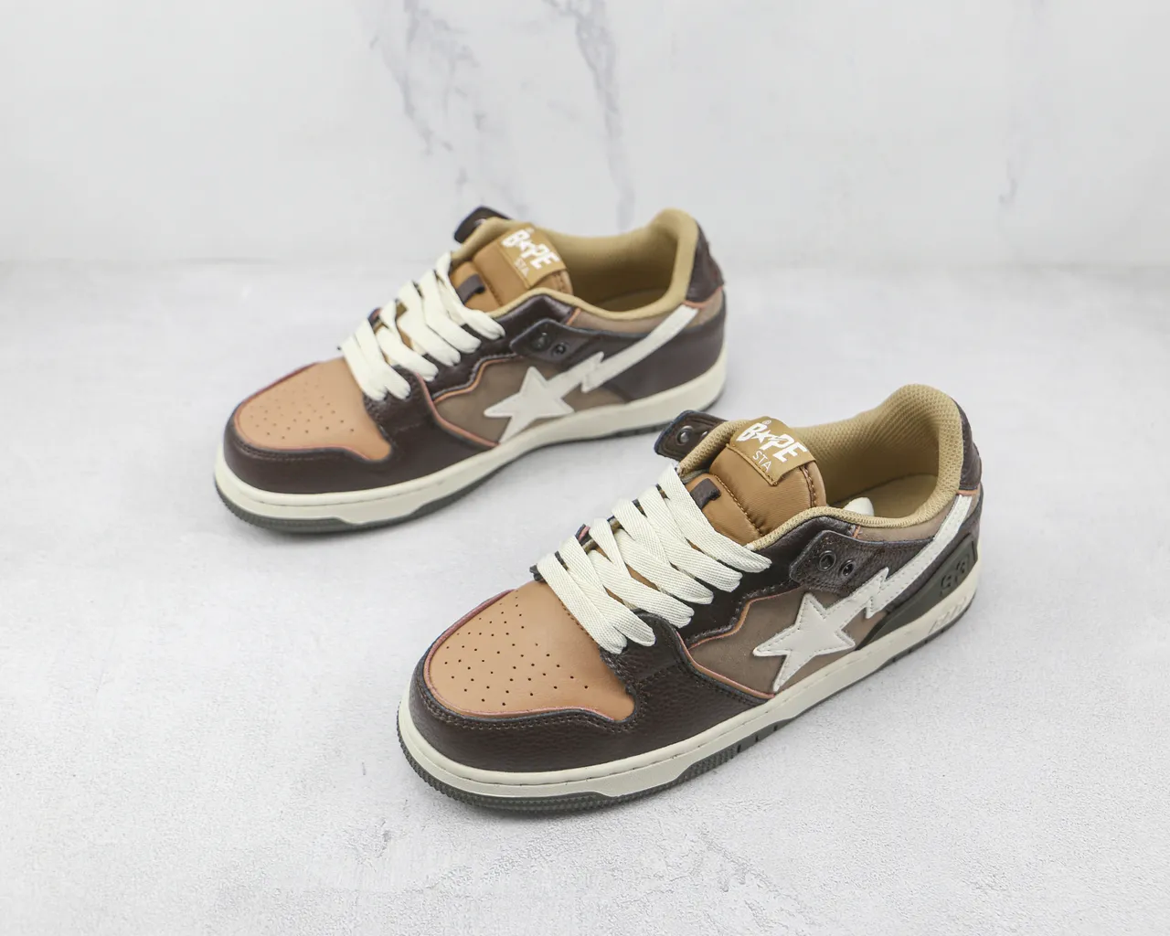 A Bathing Ape BAPE STA Brown Beige Star Logo Lifestyle Sneakers