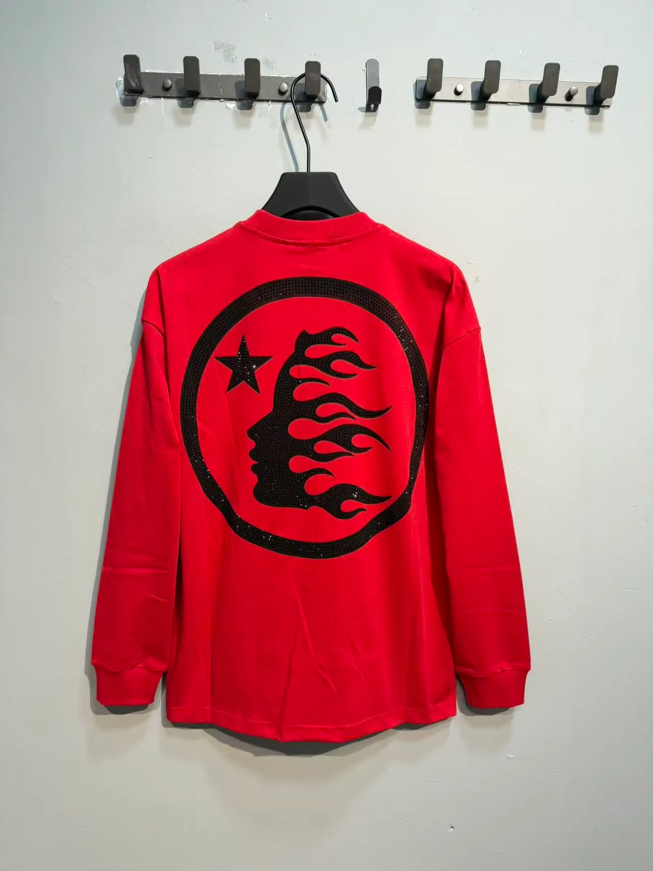 Hellstar Graphic-Print Red Long-Sleeve Crewneck Sweater