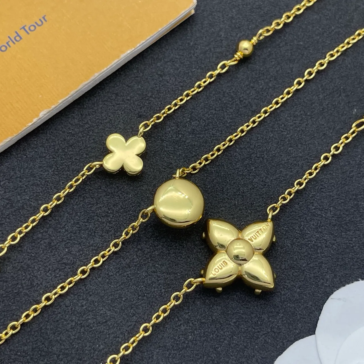 Louis Vuitton Monogram Flower Multi-Strand Pearl and Gemstone Necklace