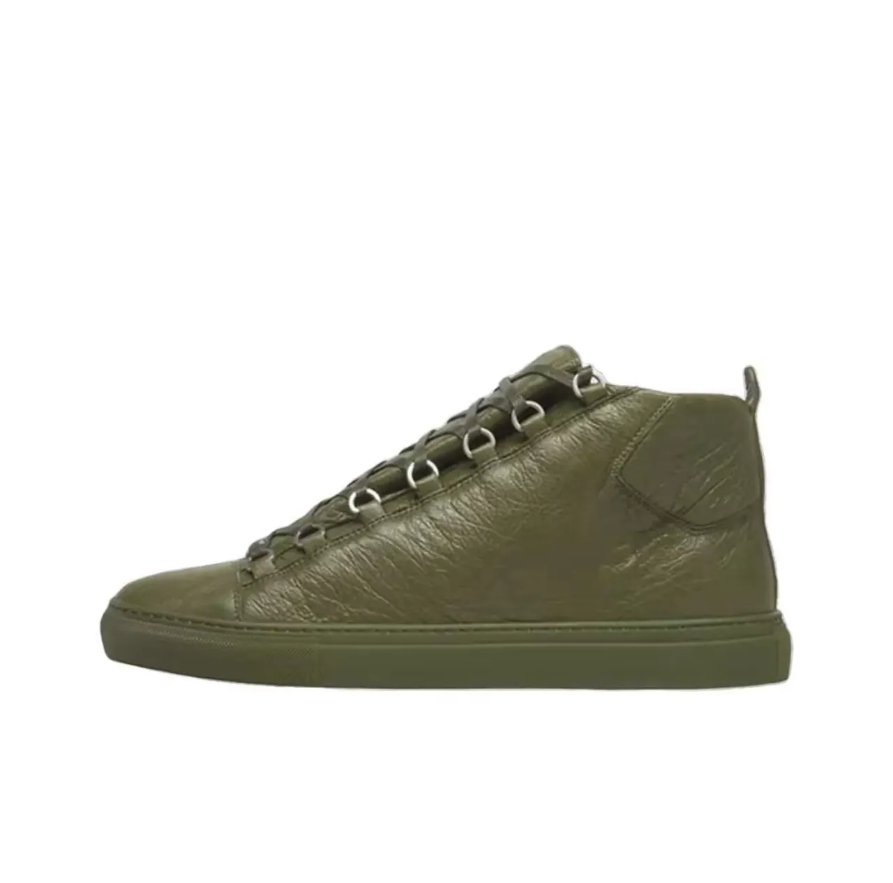 Balenciaga Le Cagole Olive Green Leather Lifestyle Sneakers