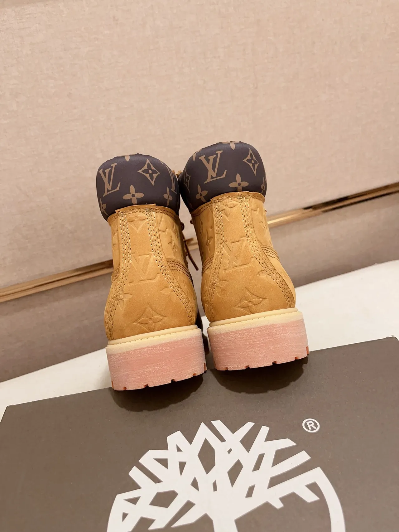 Timberland Premium 6-Inch Monogram Embossed Tan Work Boot