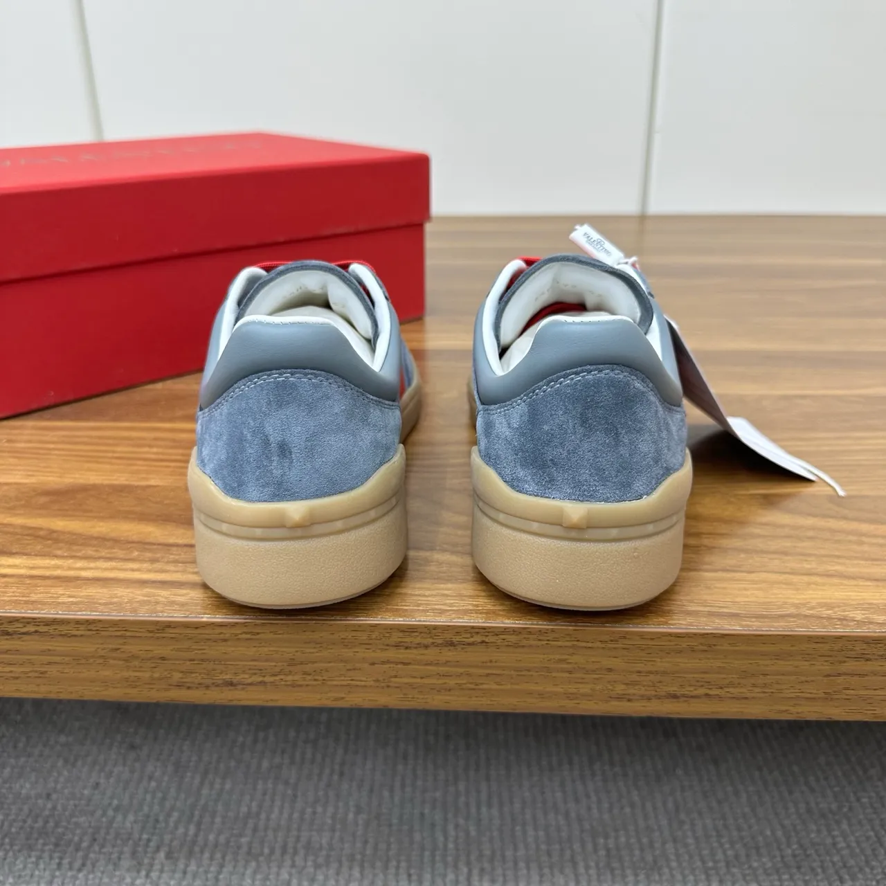 Valentino VLTN Suede Gray and Red Lifestyle Sneakers