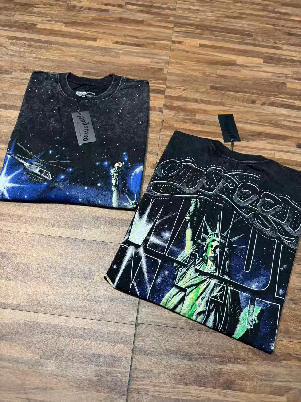 Godspeed Graphic-Print Acid-Wash Black Vest Top