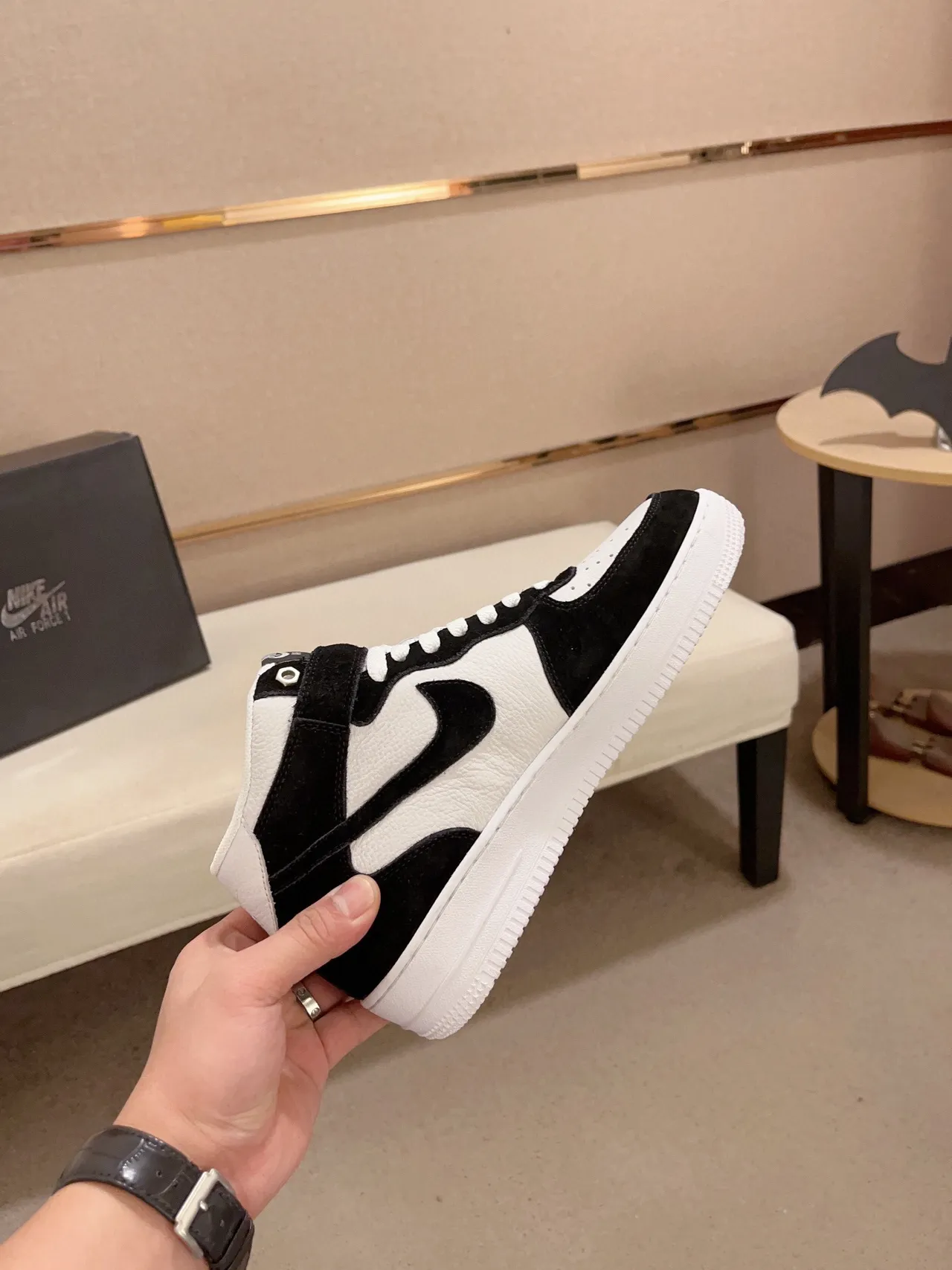 Nike Black White High-Top Suede And Leather Paneling Lifestyle Sneakers