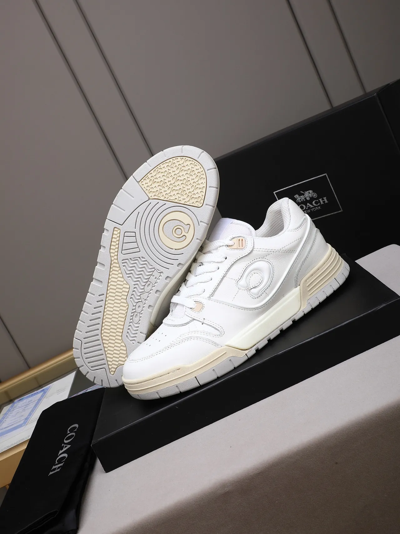 Coach White Embossed C Logo Lifestyle Sneaker