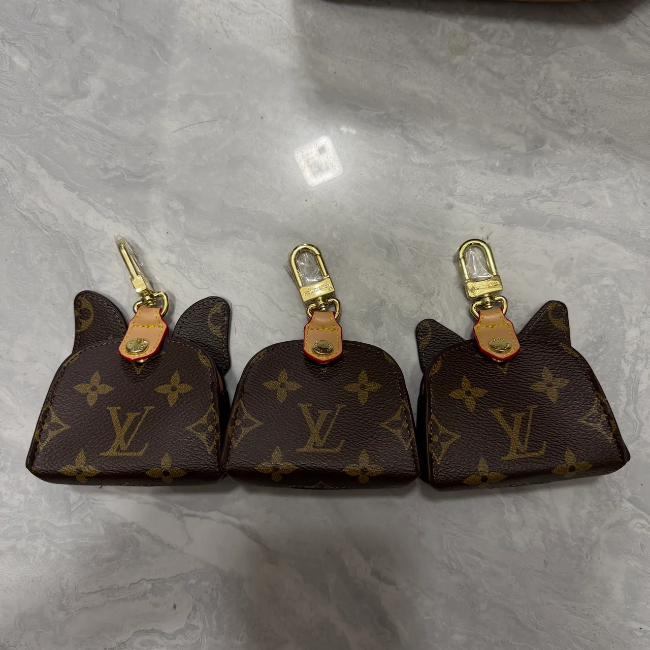 Louis Vuitton Brown Orange Dog-Face Appliqué Monogram Canvas Handbag