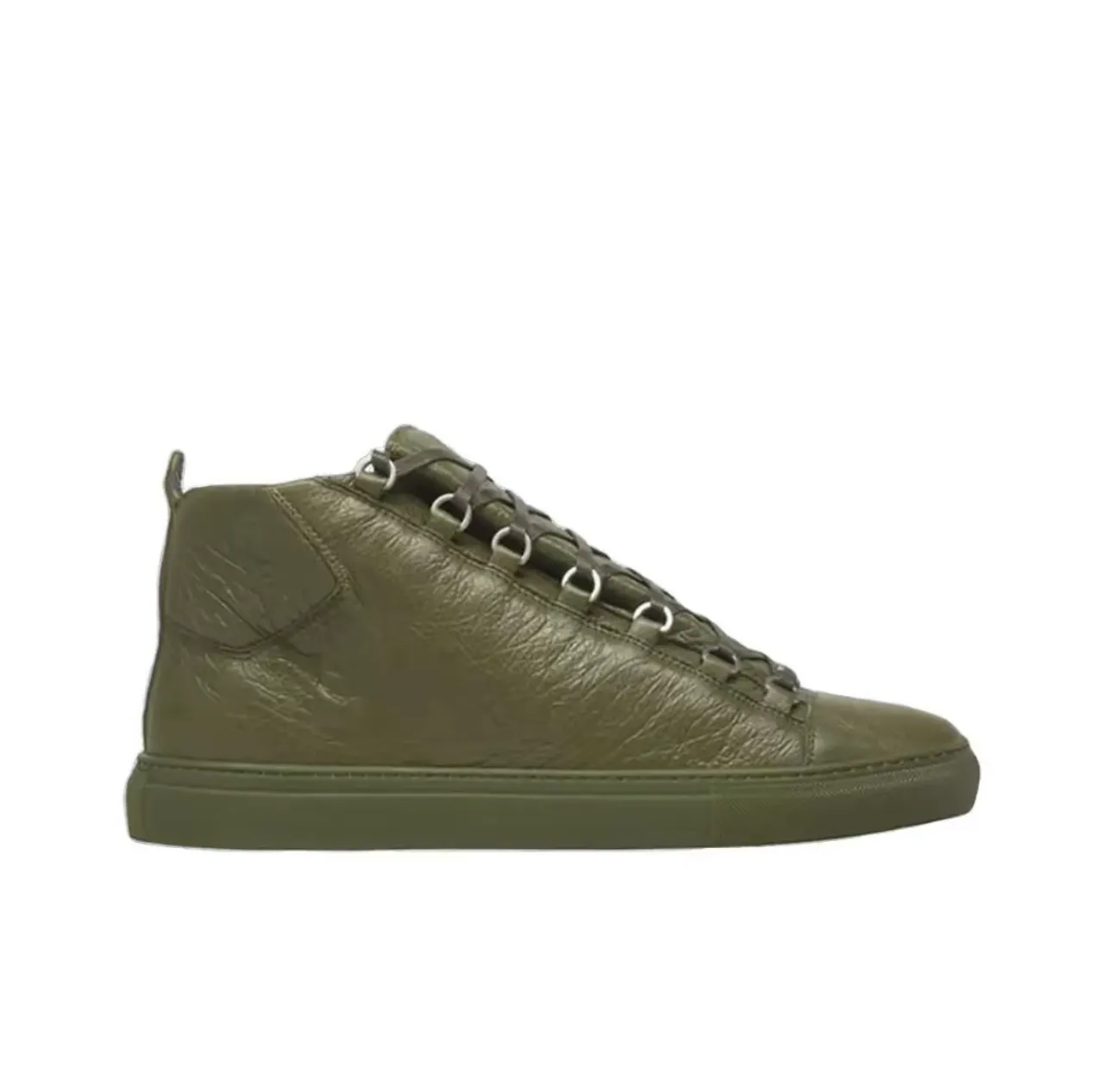 Balenciaga Le Cagole Olive Green Leather Lifestyle Sneakers