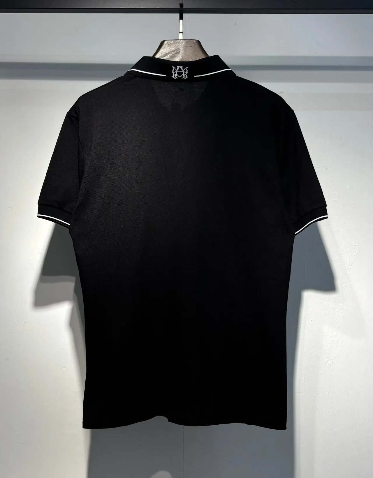 Amiri Monogram Black White Embroidered Contrast Piping Polo Shirt