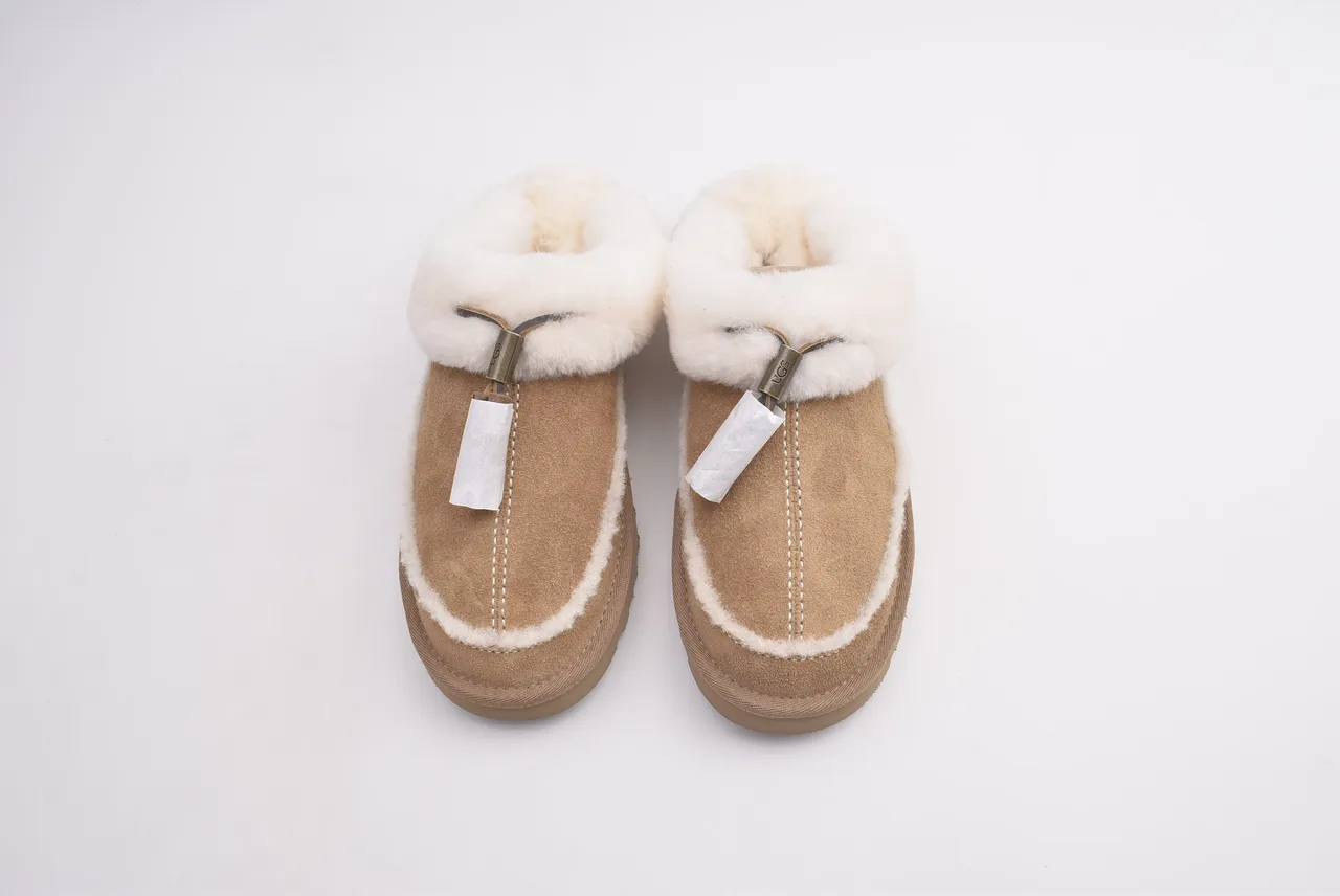 UGG Tasman Tan Shearling-Lined Suede Slipper