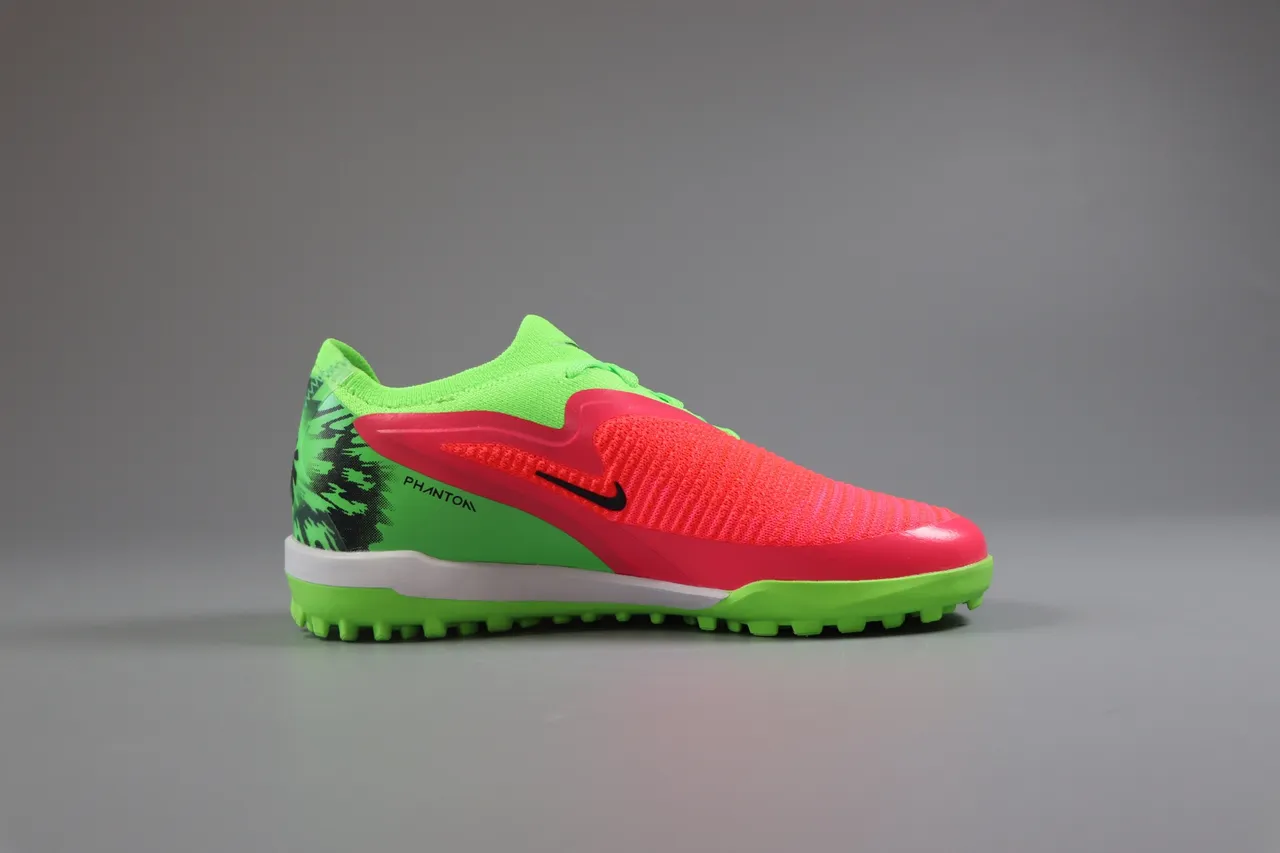 Nike Pink Green Low-Cut Synthetic Overlay Cage Artificial-Grass Soccer Shoes