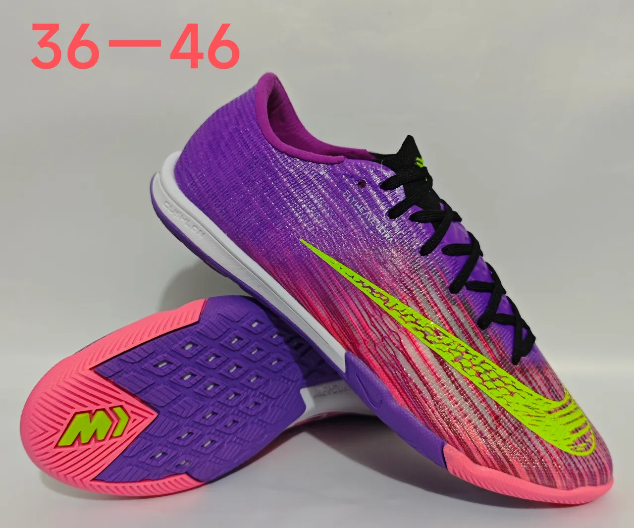 Nike Mercurial Purple Pink Low-Cut Synthetic Upper Gradient Color Blocking Indoor Soccer Shoes