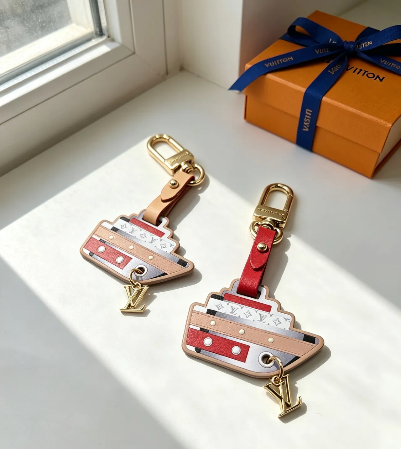 Louis Vuitton Beige Red Ship-Shaped Multi-Panel Phone Case