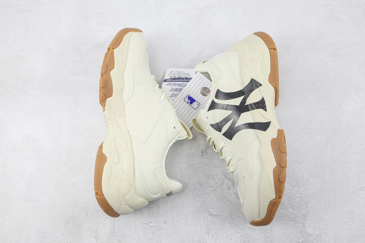 New Era Beige Black Sole Oversized NY Logo Chunky Sneakers