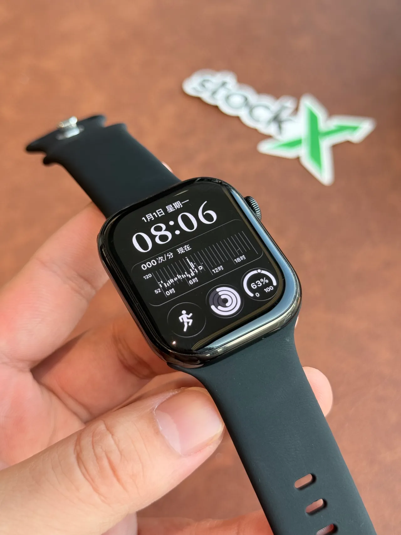 Apple Black Flat-Edged Rectangular Case Silicone Sport Band Sports Watch