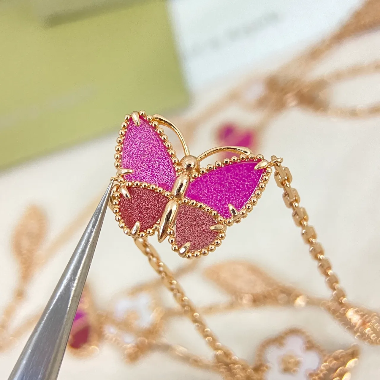 Van Cleef & Arpels Alhambra-Inspired Enamel and Mother-of-Pearl Chain Necklaces