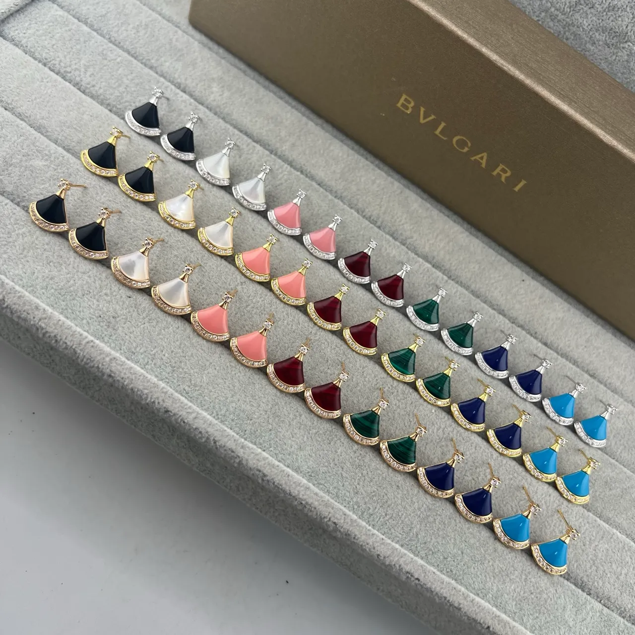 Bvlgari Divas’ Dream Fan-Shaped Enamel and Pavé Earrings