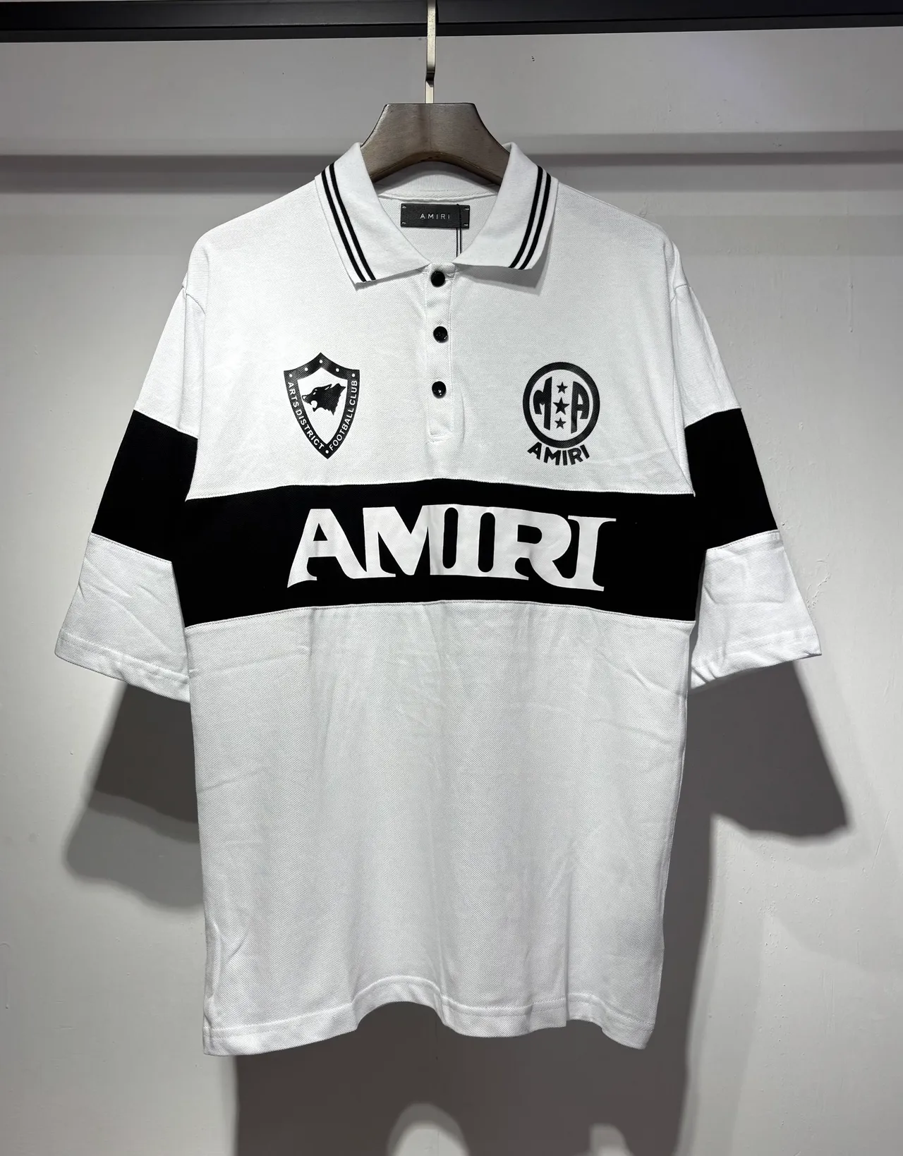 Amiri Color-Blocked Football-Inspired Logo Polo Shirt