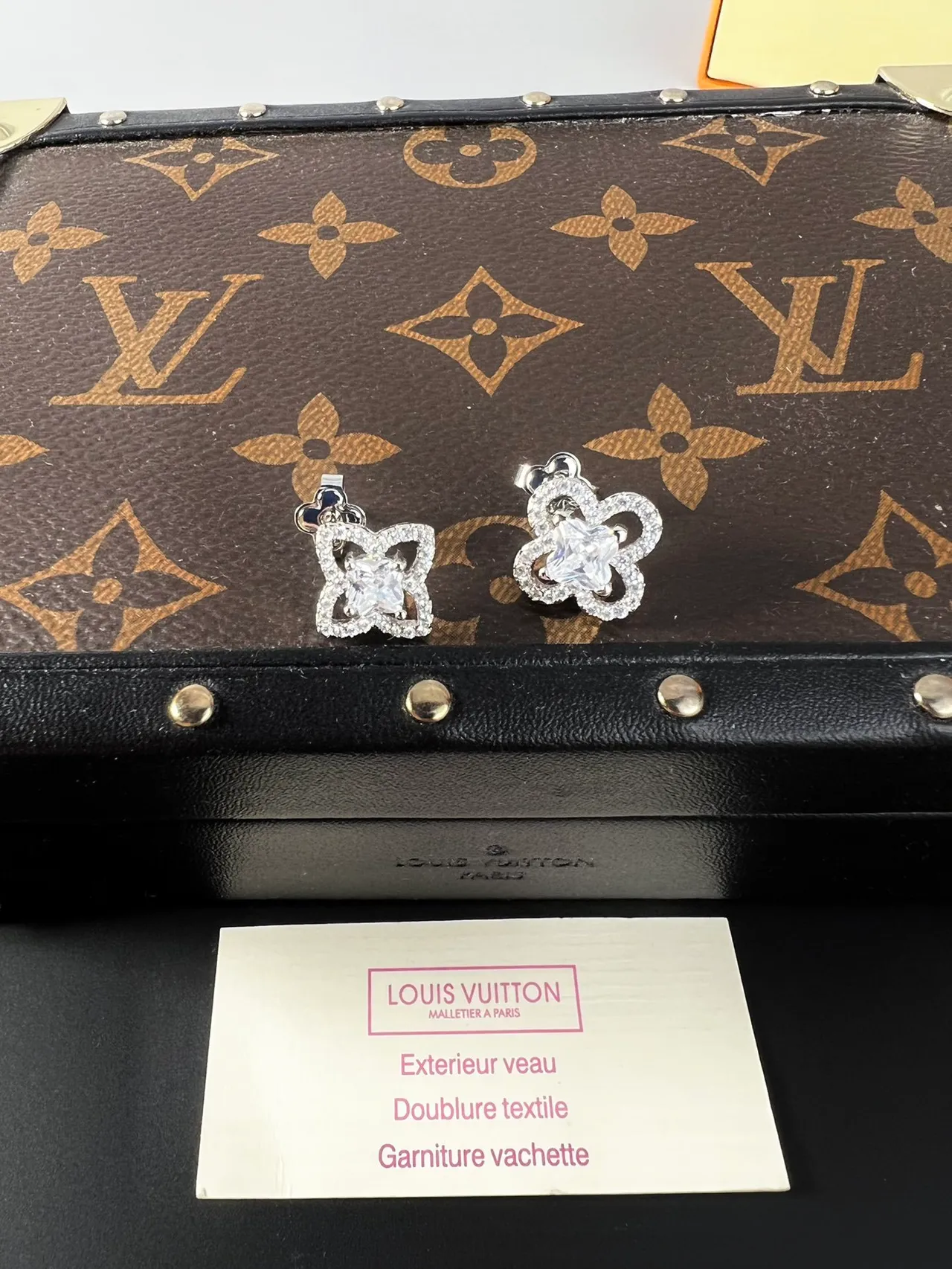 Louis Vuitton Floral Pavé Crystal Stud Earrings