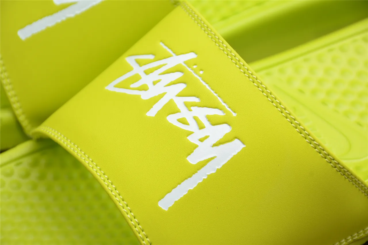 Stussy Stock Logo Lime Green Slippers