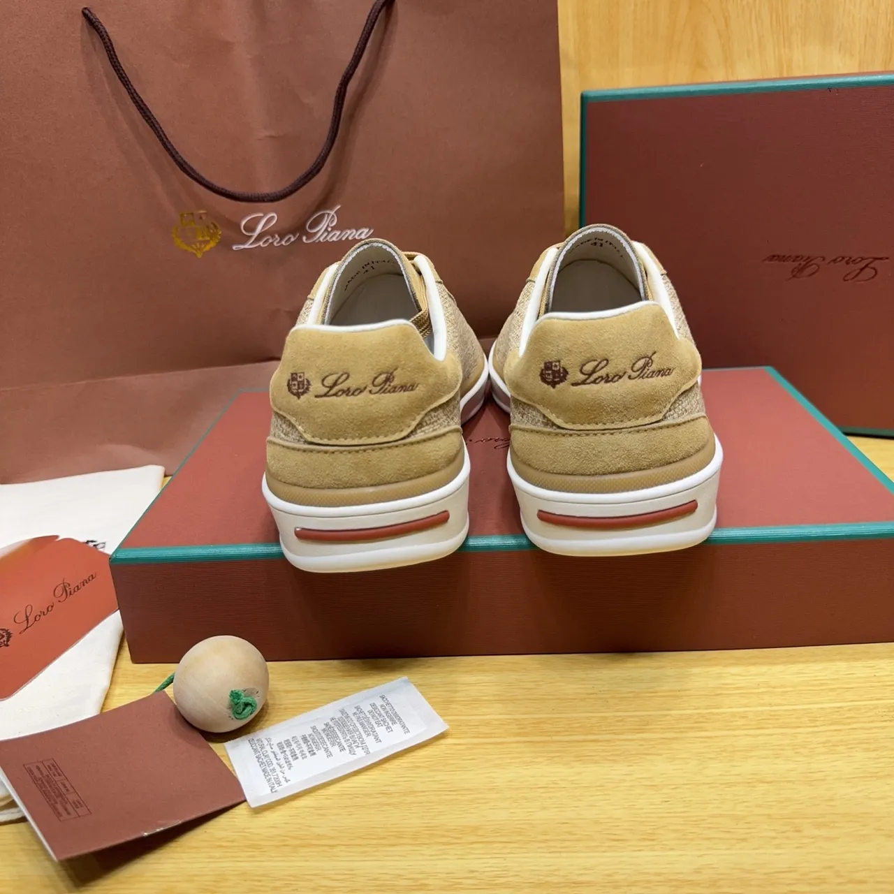 Loro Piana Beige Textile and Suede Lifestyle Sneakers