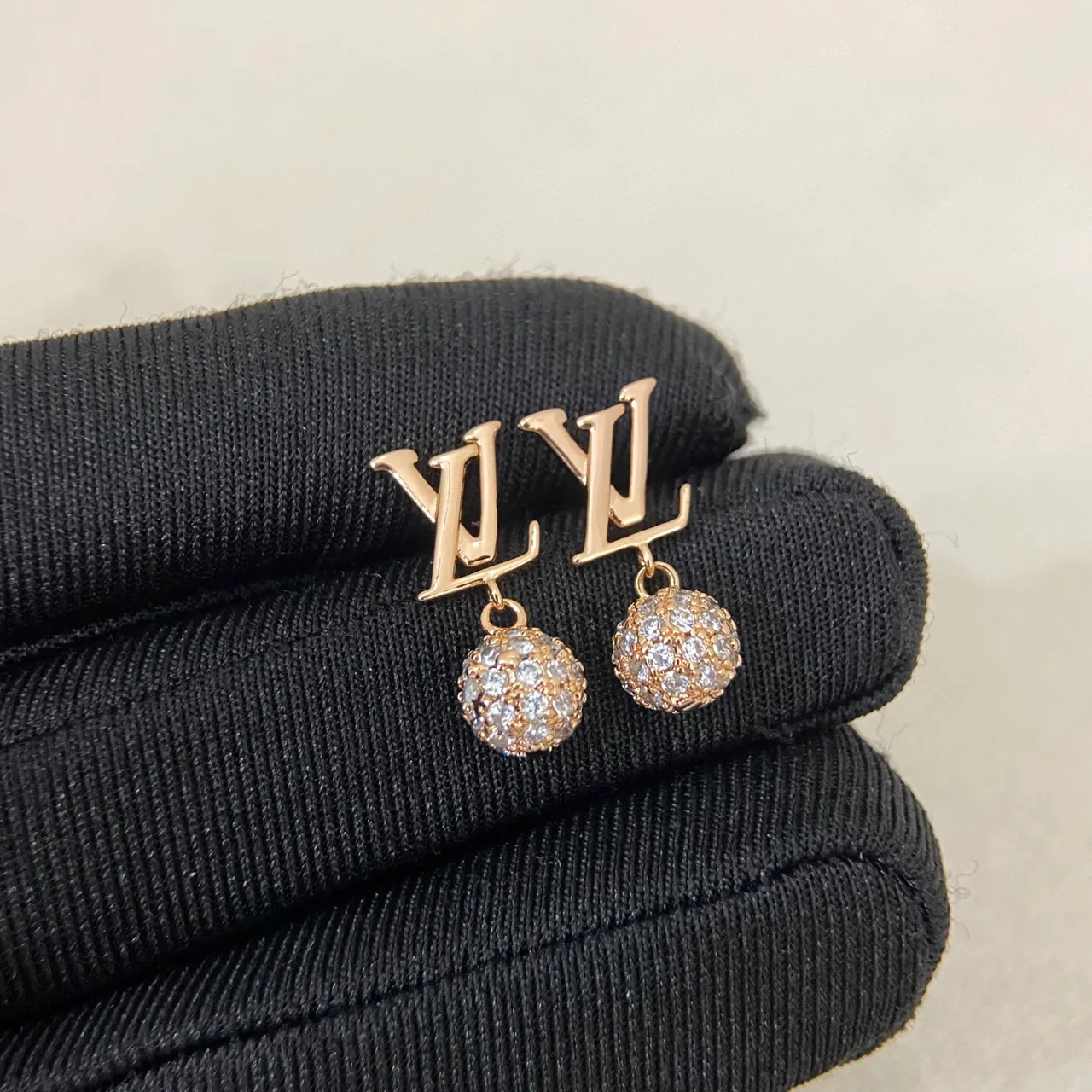 Louis Vuitton Monogram Pavé Crystal Ball Drop Earrings