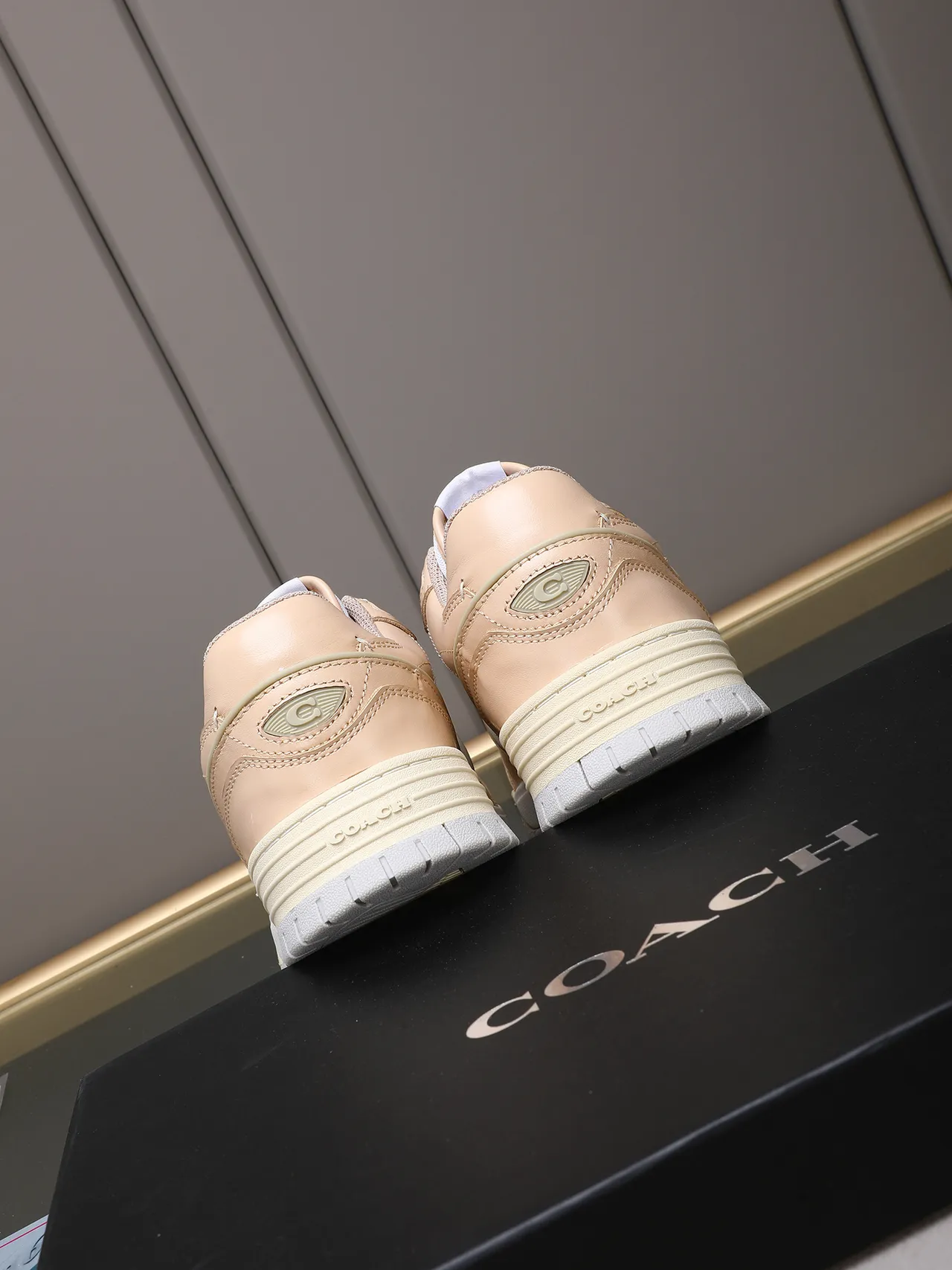 Coach Lifestyle Sneaker Beige Leather Embossed C Logo Sneakers