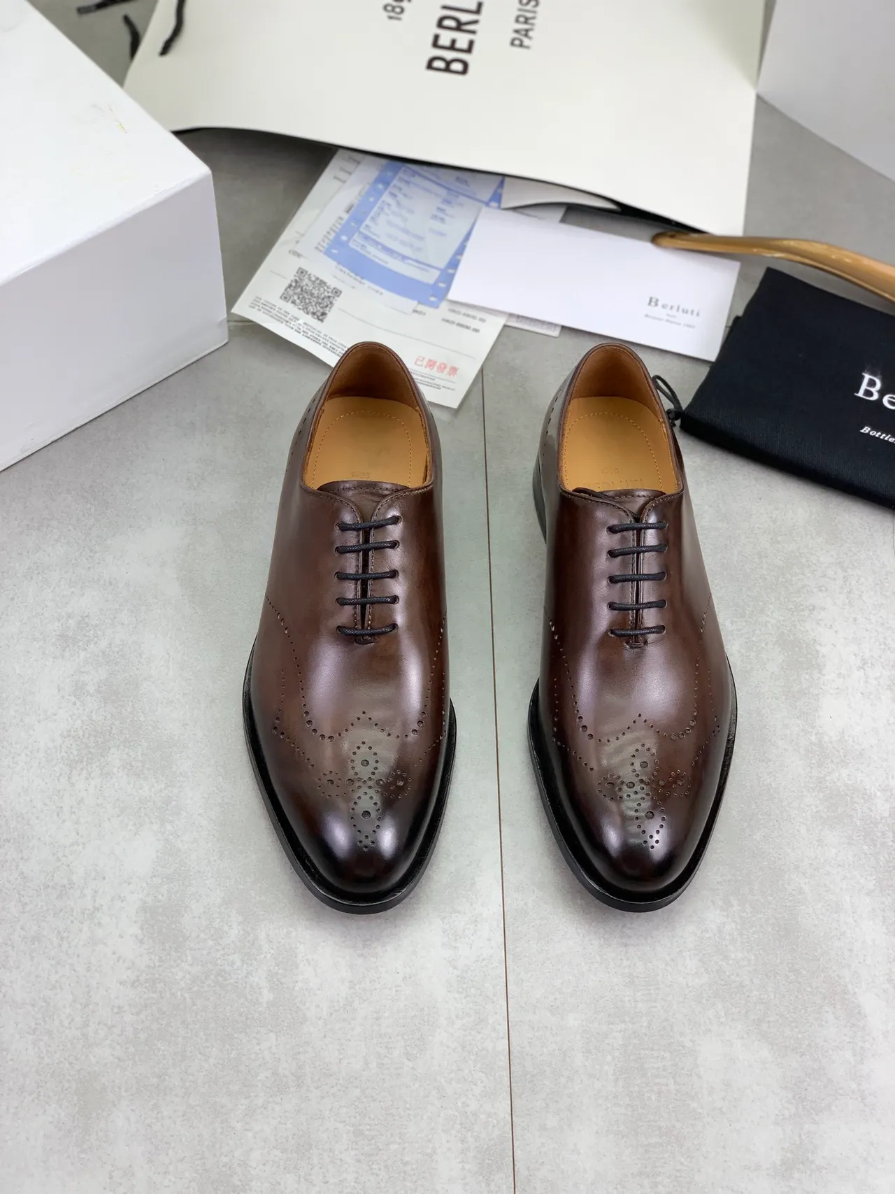 BERLUTI Brown Full Brogue Cap-Toe Leather Brogues