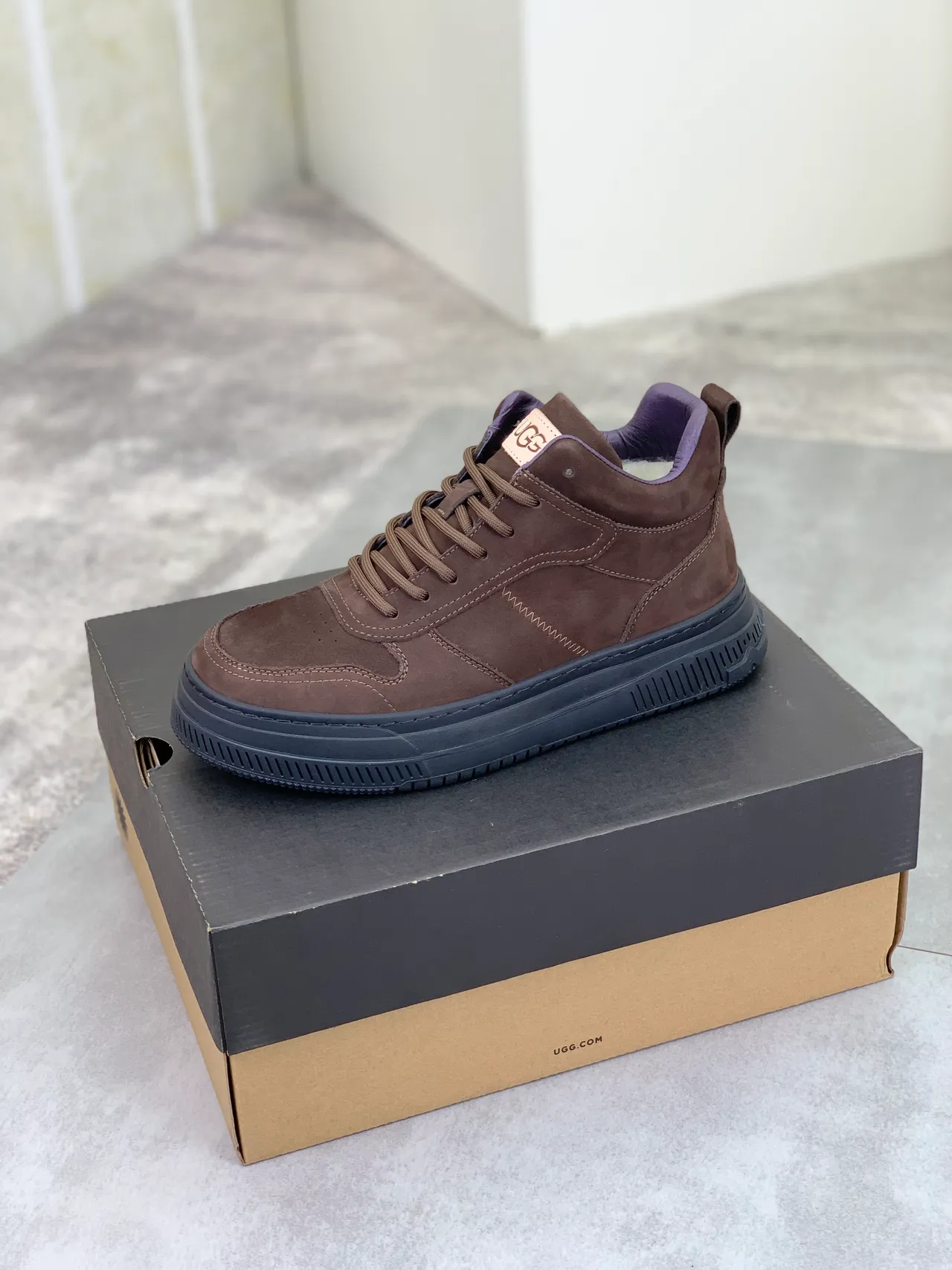 UGG Brown Suede Lace-Up Platform Snow Boots