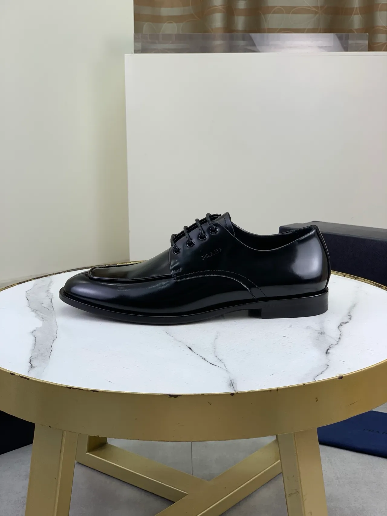Prada Black Cap-Toe Oxford Shoes