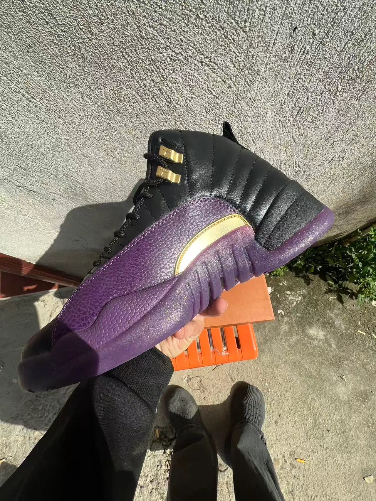 Air Jordan 12 Black Purple Gold Basketball Shoes
