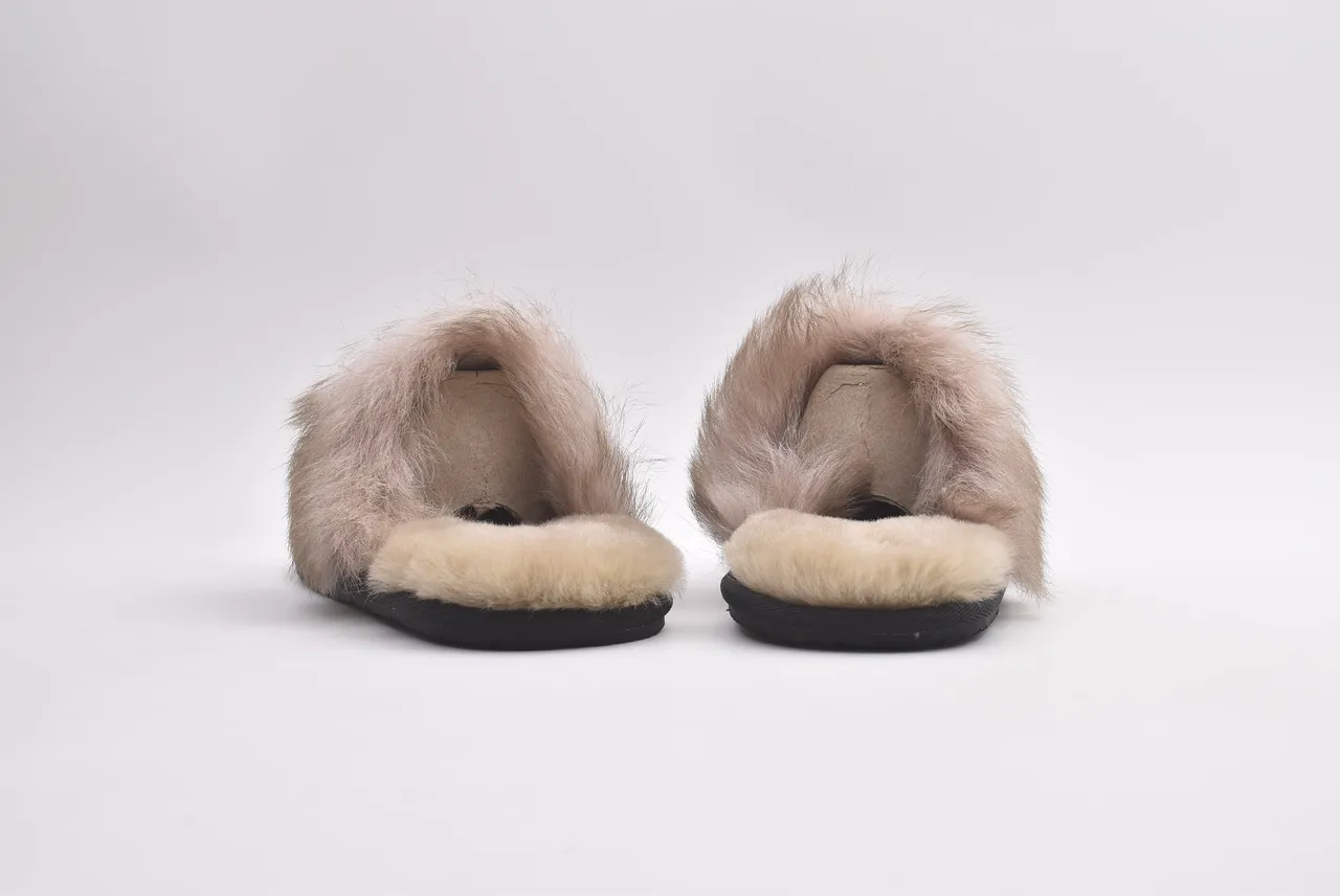 UGG Tasman Black and Beige Shearling Slippers