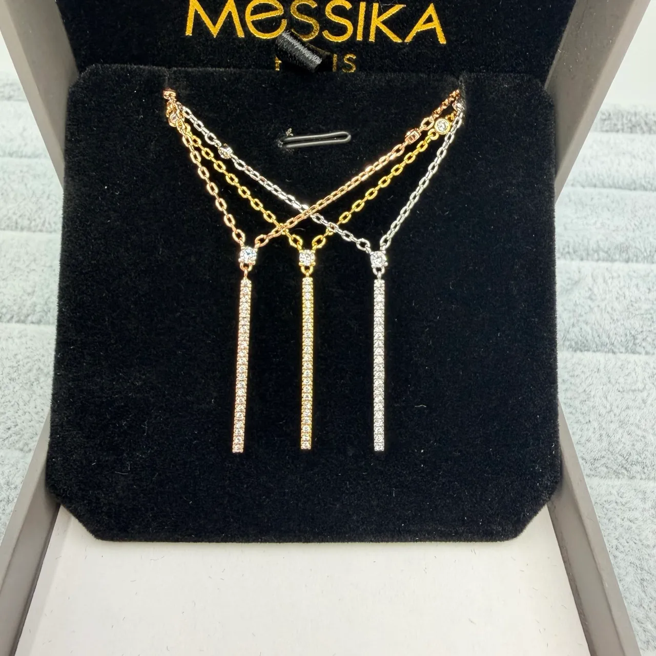 Messika Multi-Chain Pavé Diamond Bar Pendant Necklaces