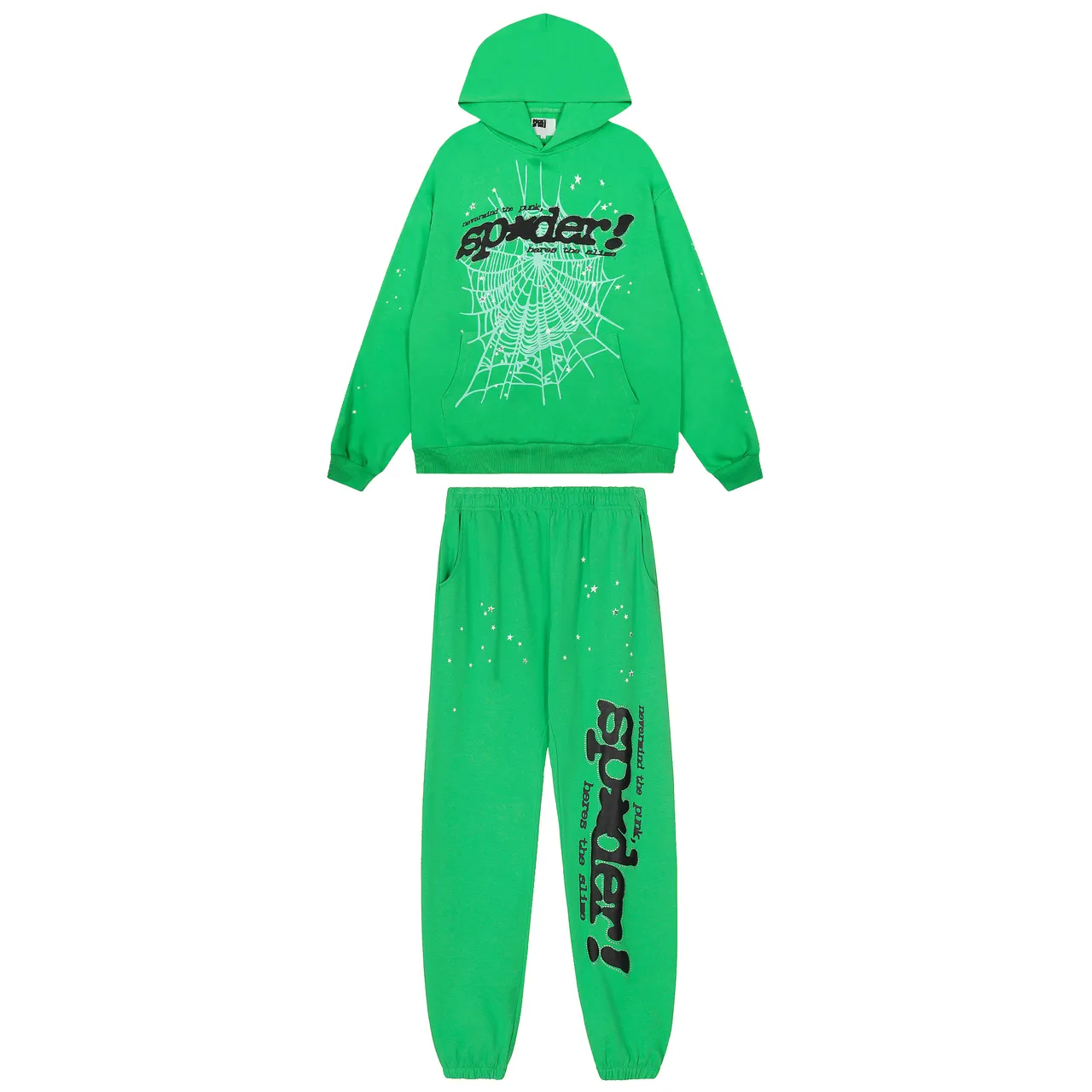 Sp5der Green Black Graphic-Print Oversized Fit Tracksuit