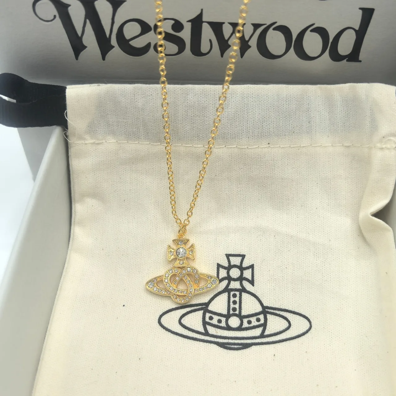 Vivienne Westwood Orb Pendant Necklace Gold and Silver Crystal Necklaces