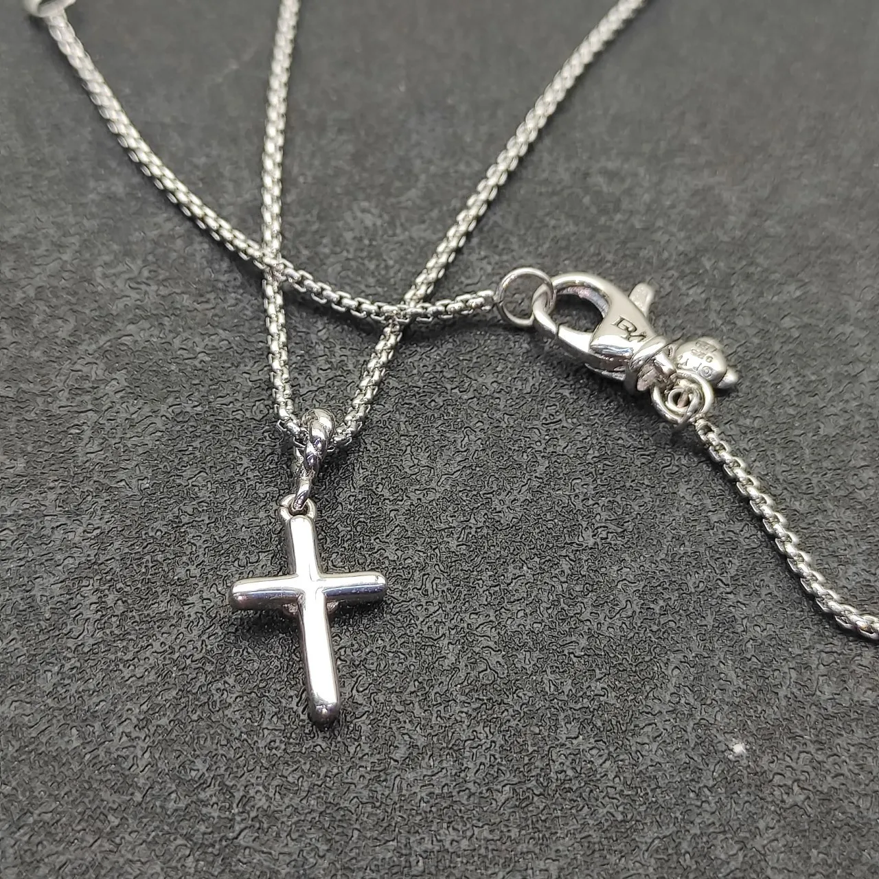 Tiffany & Co. Return to Silver Gold Pavé-Diamond Cross Two-Tone Metal Necklace