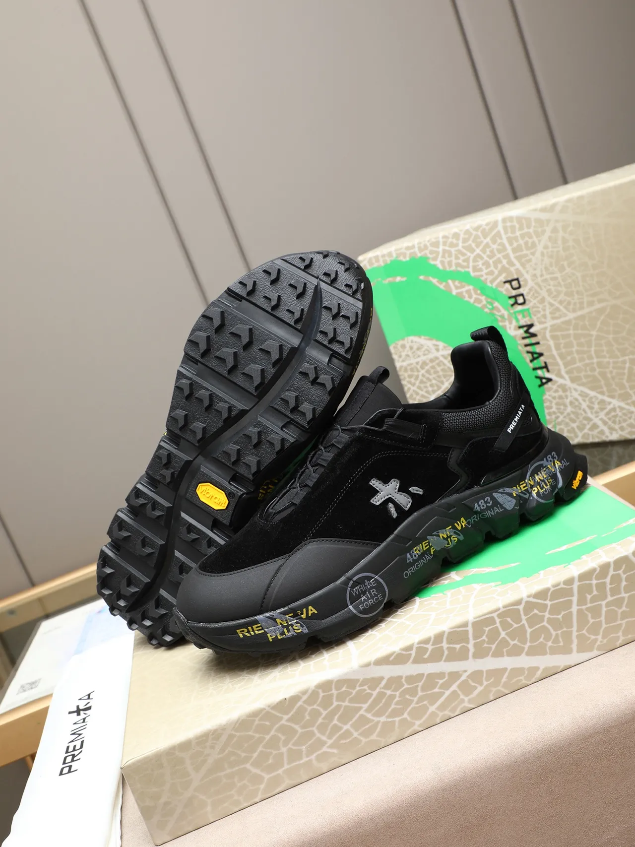 Premiata Rien Ne Va Plus Black Yellow Chunky Sneakers