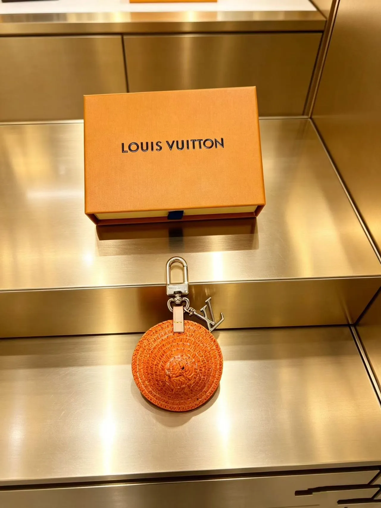 Louis Vuitton Yellow Orange Circular Woven Raffia LV Monogram Charm Handbag