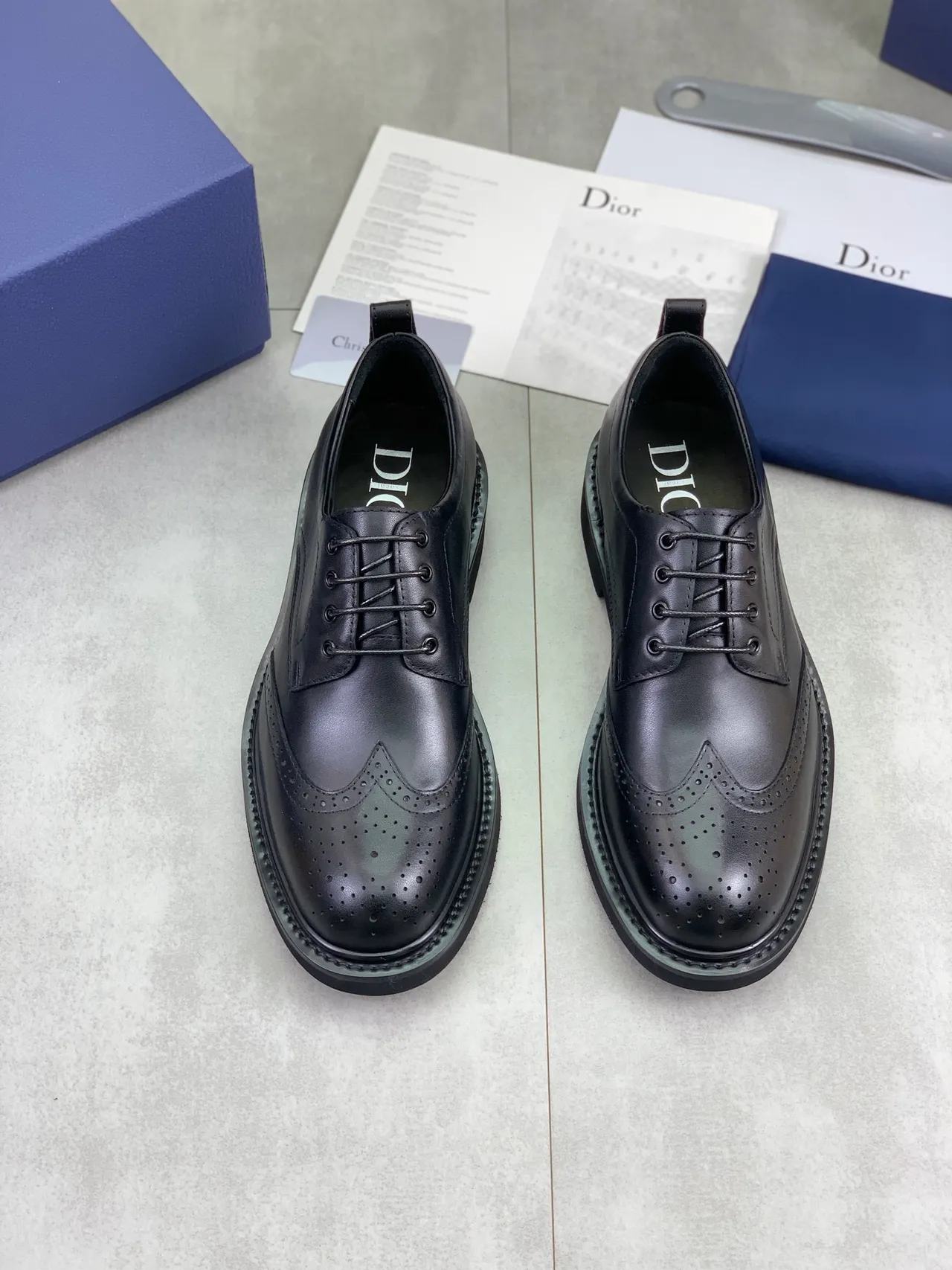 Dior Black Wingtip Full Perforation Brogue