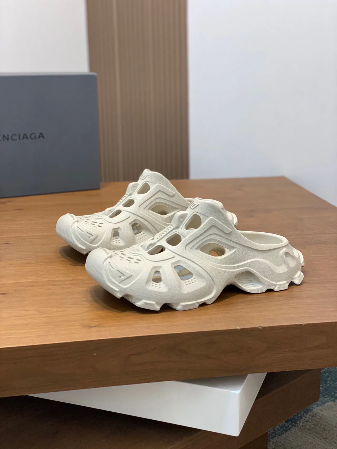 Balenciaga Defender Clog Off-White Molded Monochrome Slip-On Clog