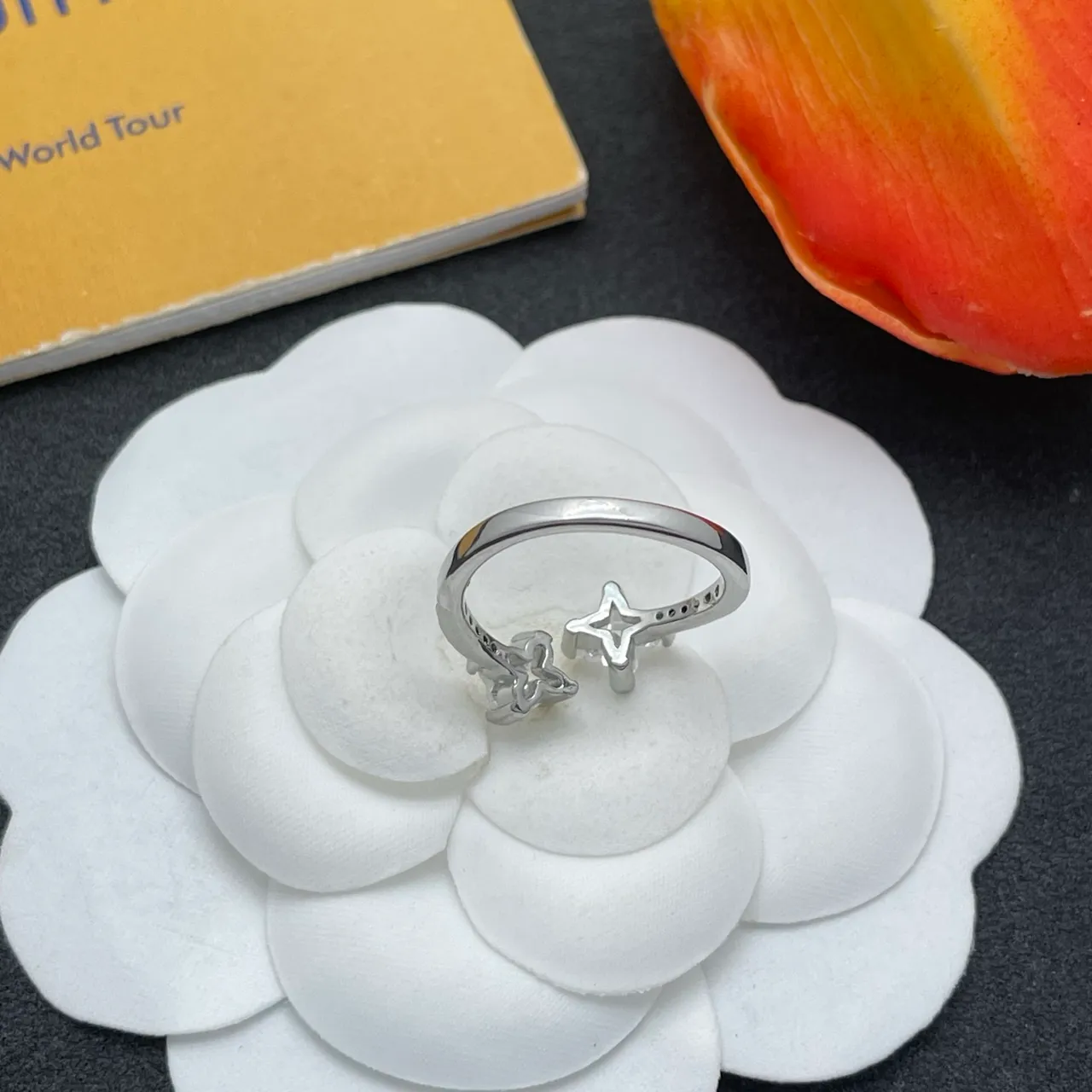 Louis Vuitton Dual-Stone Prong-Set Silver-Toned Ring