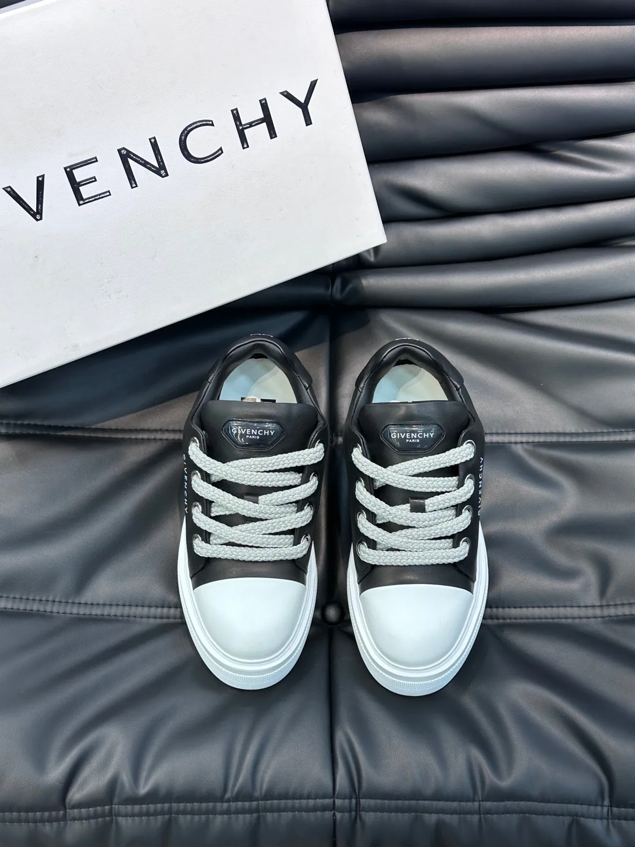 Givenchy Black White Platform Sole Leather Upper Lifestyle Sneakers