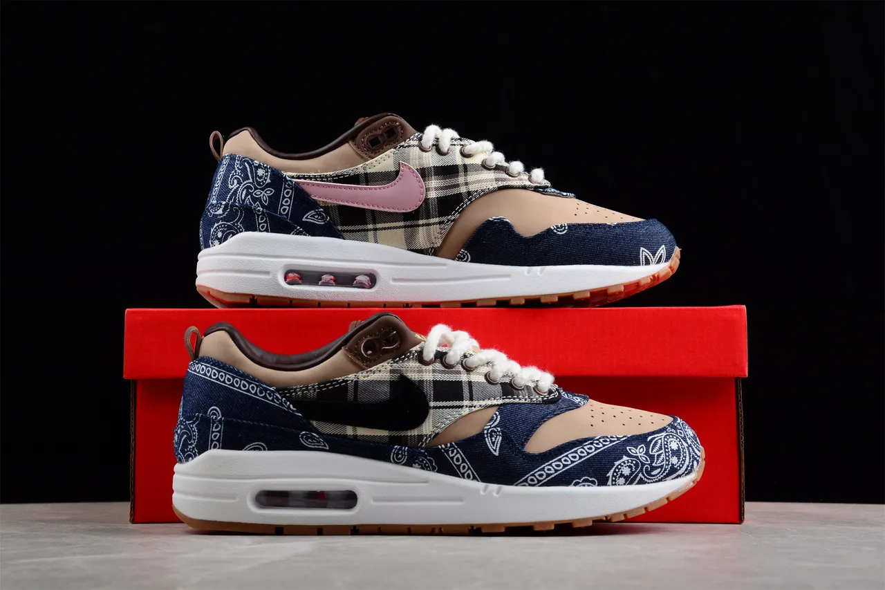 Nike Air Max 1 Denim Bandana Plaid Lifestyle Sneakers
