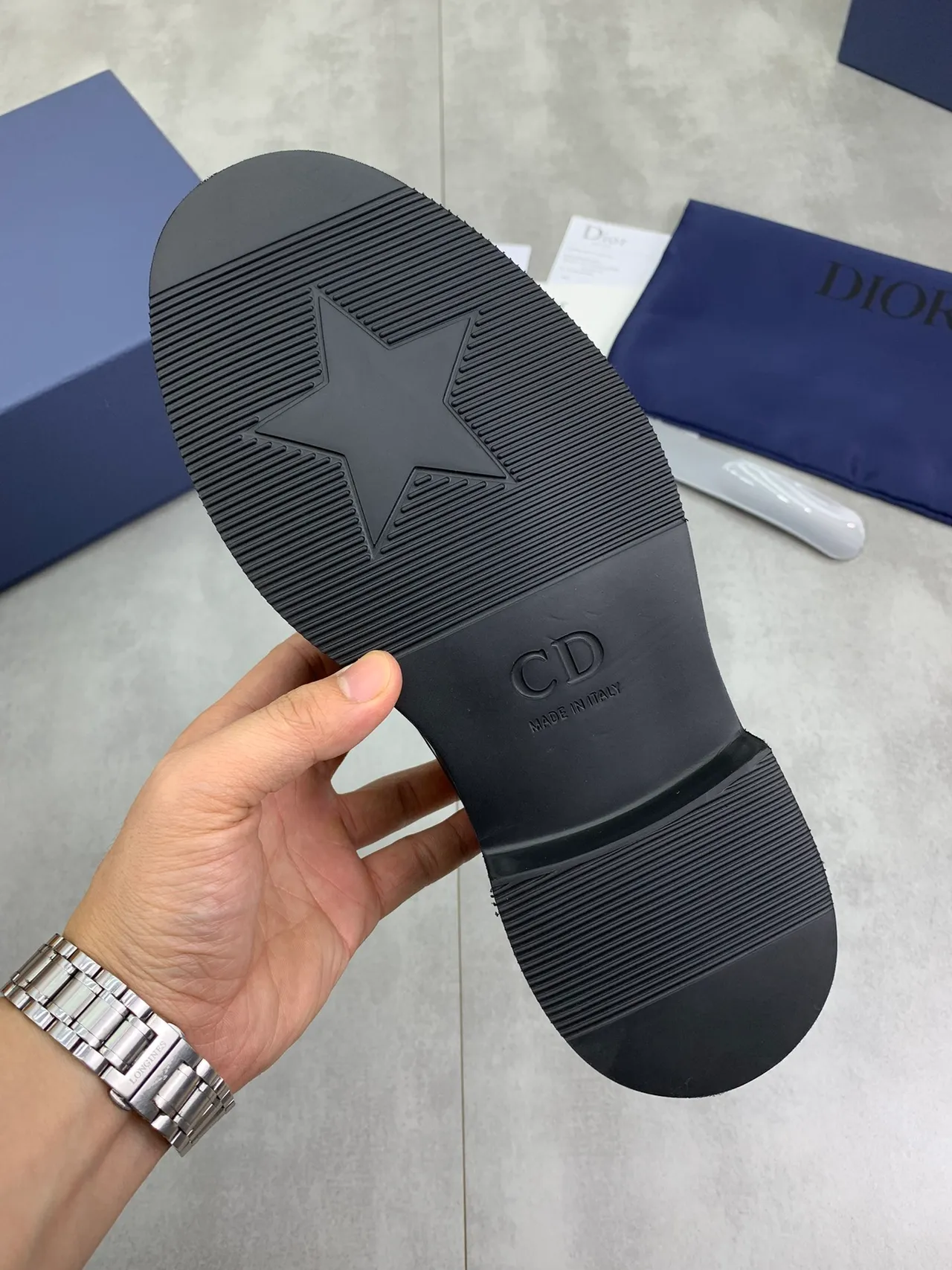 Dior Black Glossy Patent Leather Chunky Platform Sole Derby Shoes