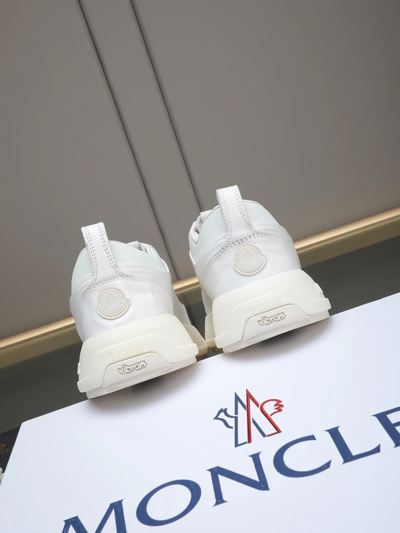 Moncler White Leather Platform Sneaker