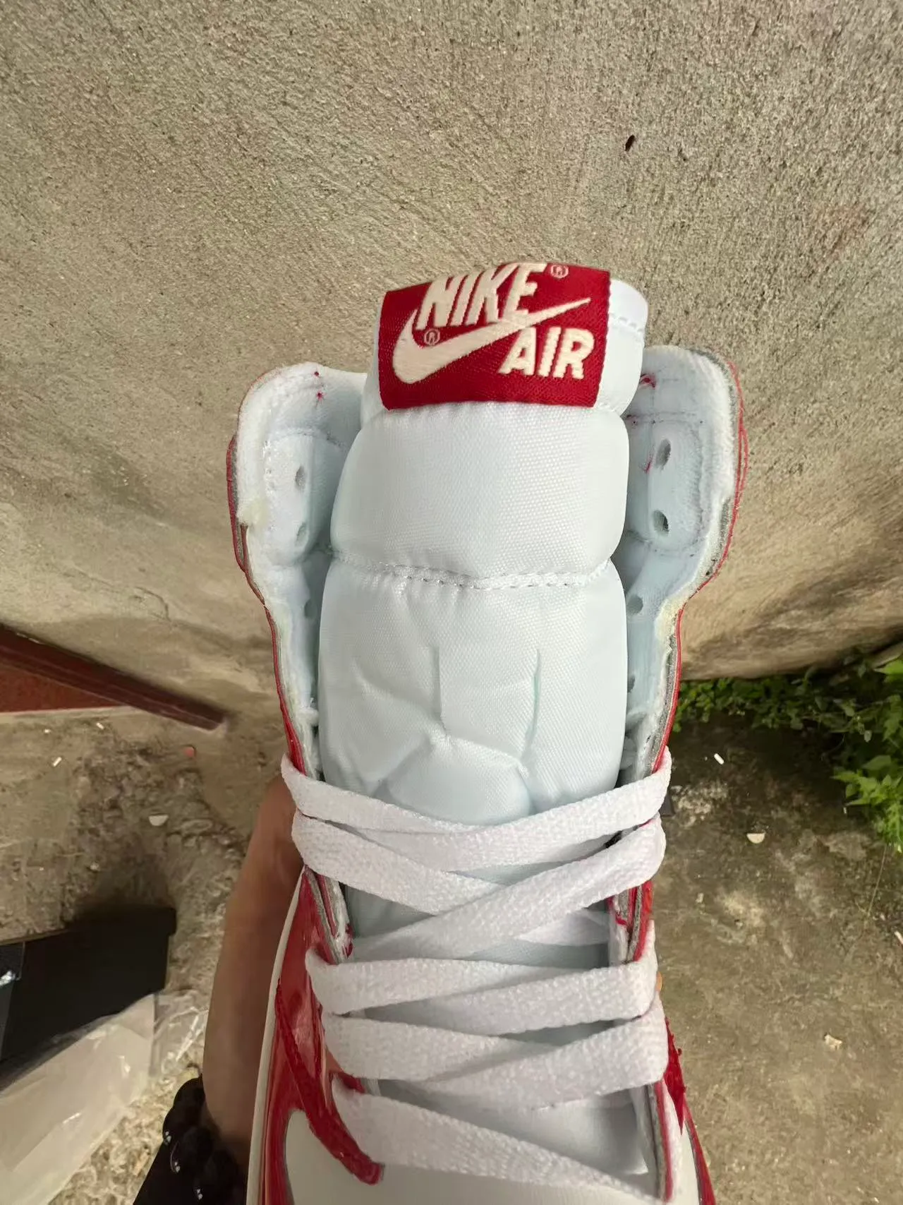 Air Jordan 1 Glossy Red and White High-Top Basketball Shoes