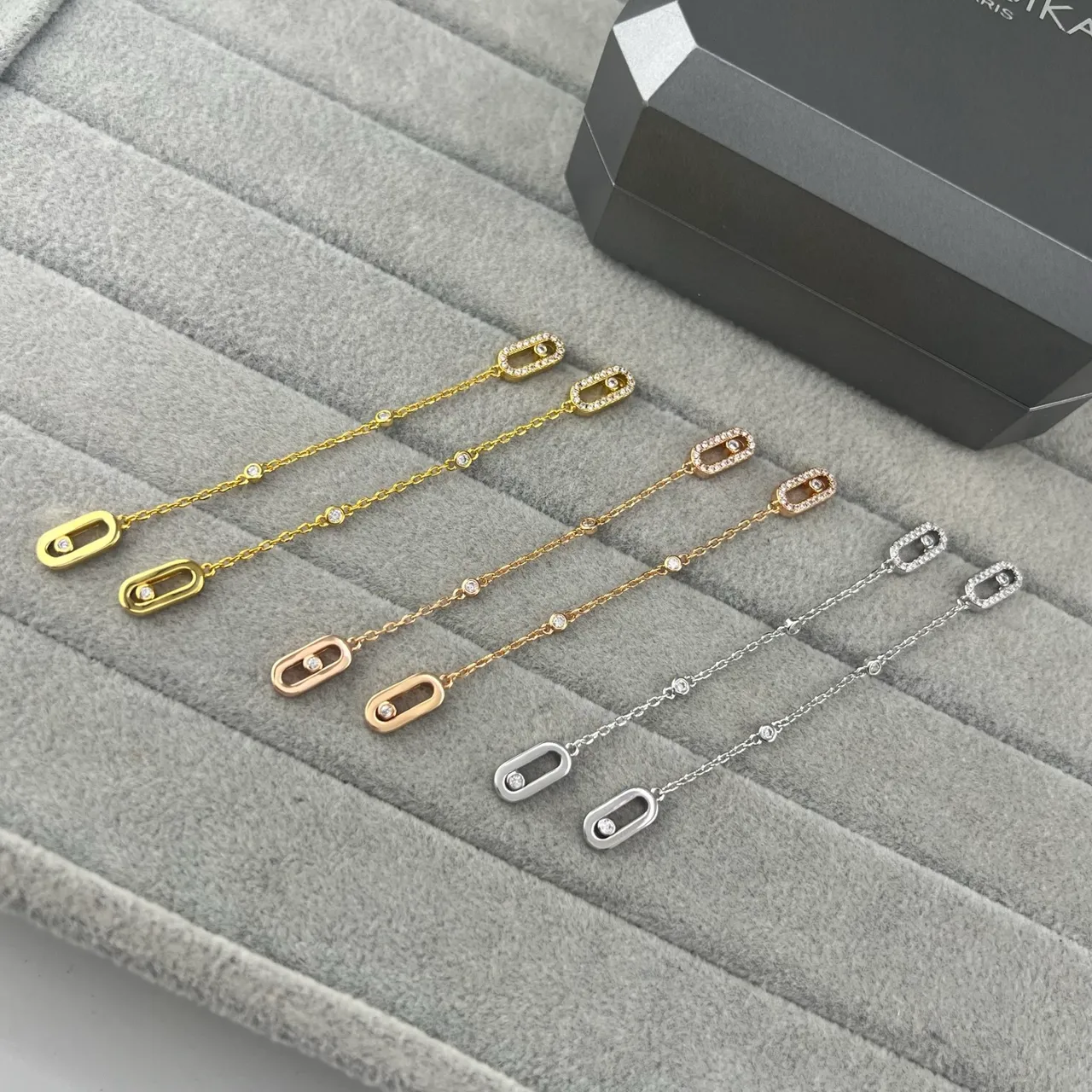 Gold Silver Chain-Link Pavé-Set Stones Bracelet